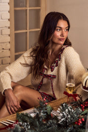 Parcel Post Plaid Tie Neck Sweater - Westly
