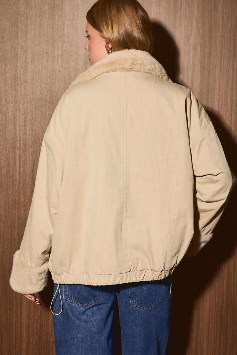 Parkside Reversible Faux Fur Jacket in Beige - product photo 5