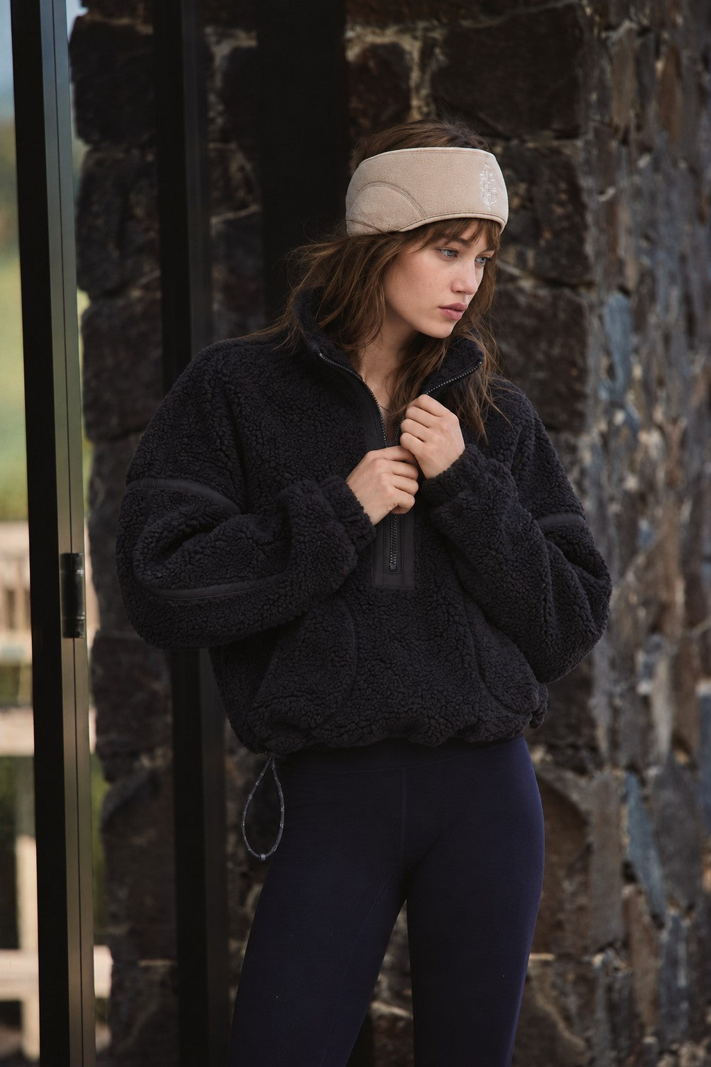 Parkside Sherpa Half-Zip Pullover - Black