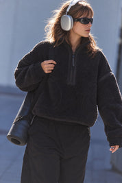 Parkside Sherpa Half-Zip Pullover - Black