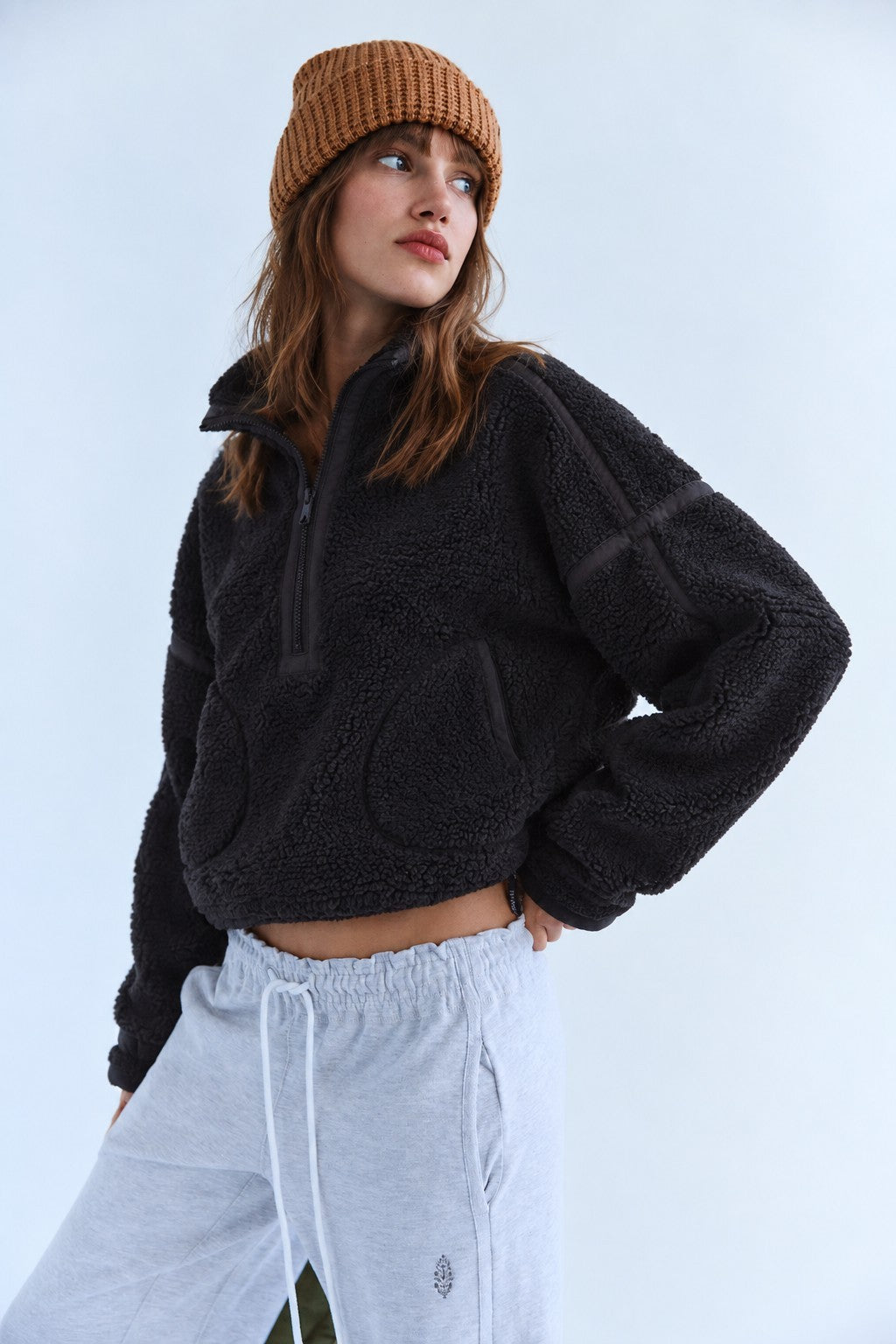 Parkside Sherpa Half-Zip Pullover - Black