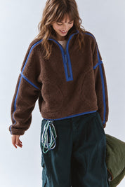 Parkside Sherpa Half-Zip Pullover - Brown