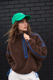 Parkside Sherpa Half-Zip Pullover - Brown