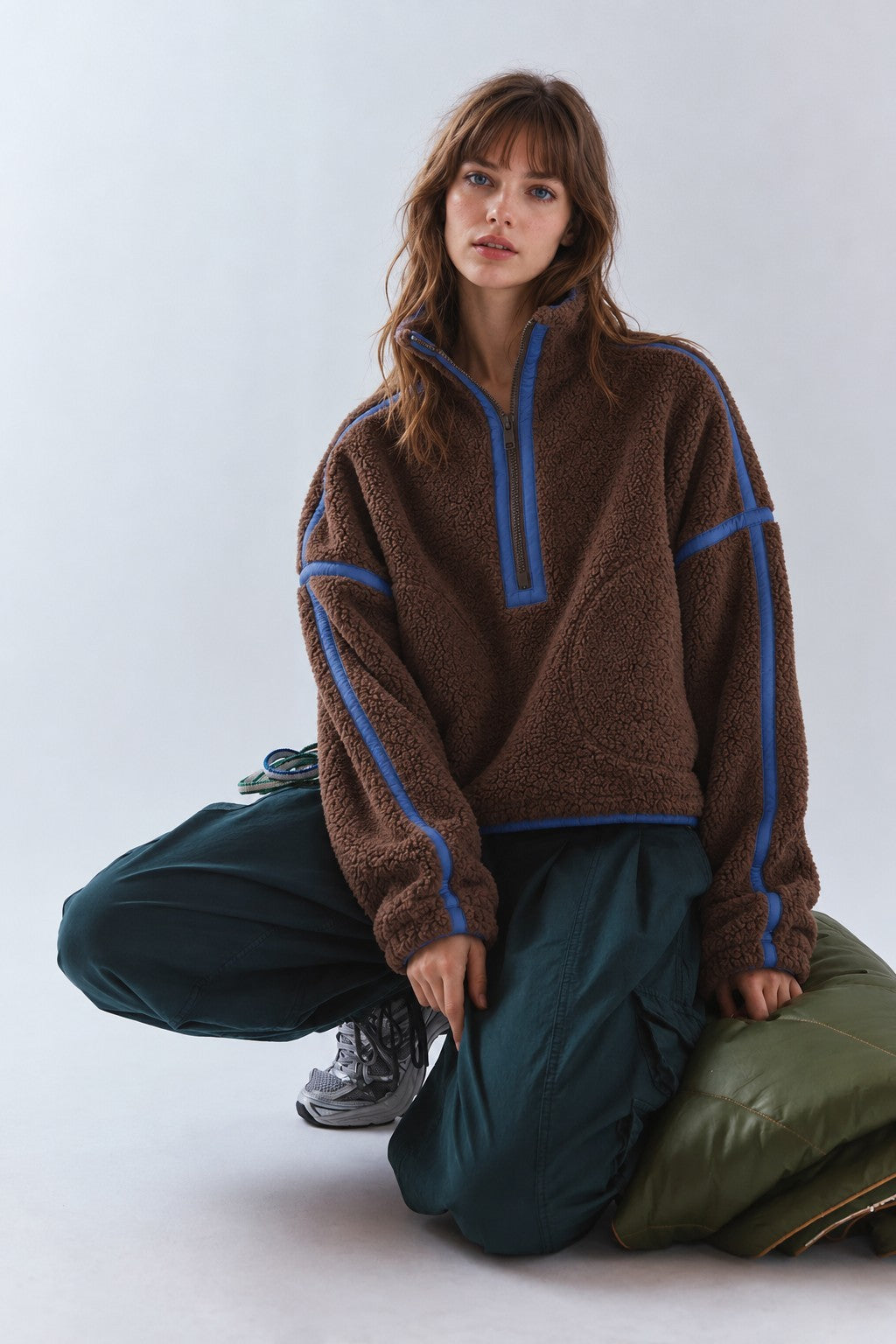 Parkside Sherpa Half-Zip Pullover - Brown