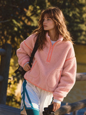 Parkside Sherpa Half-Zip Pullover - Pink