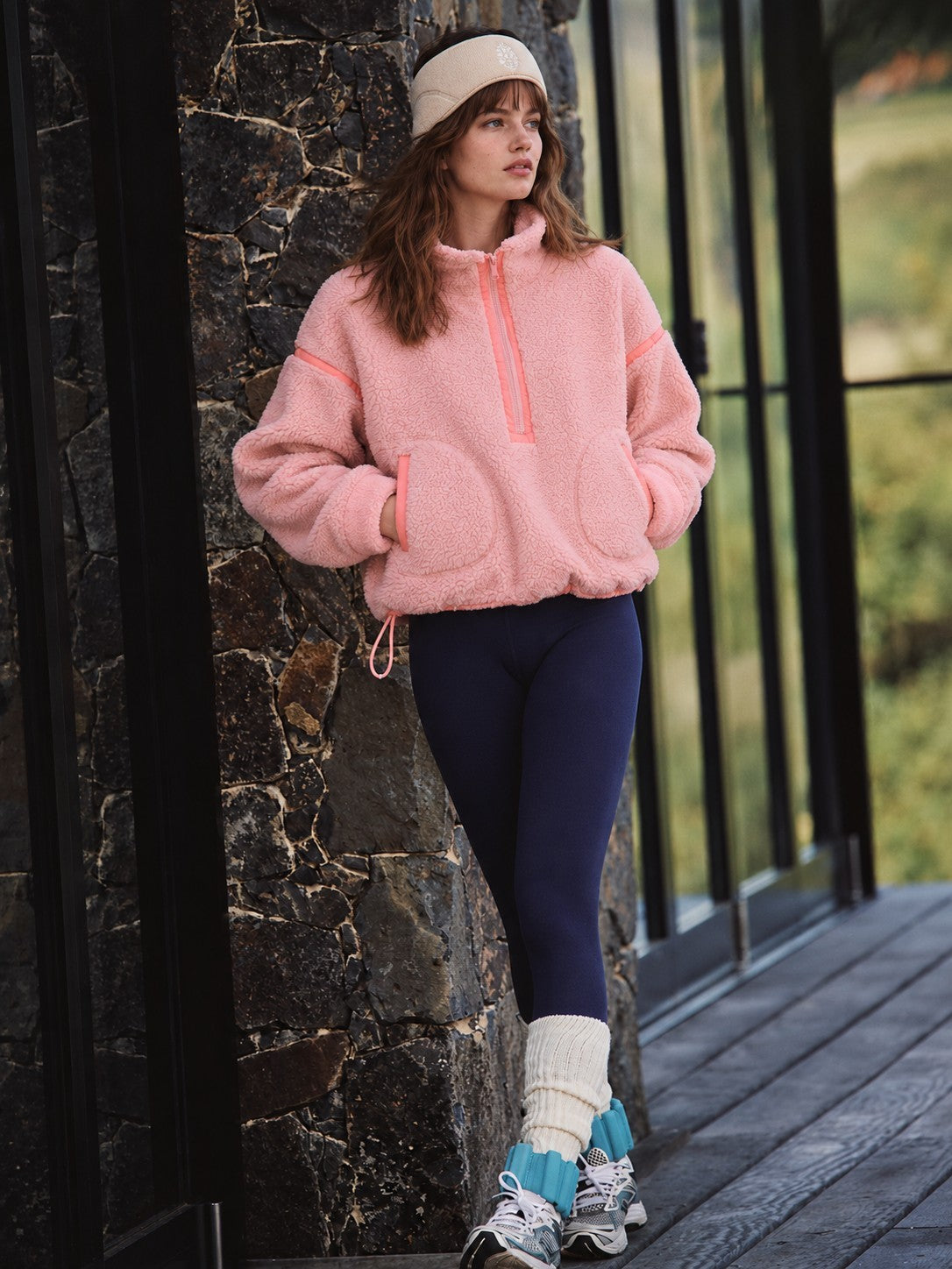 Parkside Sherpa Half-Zip Pullover - Pink