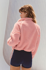 Parkside Sherpa Half-Zip Pullover - Pink