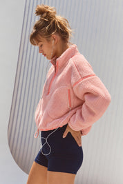 Parkside Sherpa Half-Zip Pullover - Pink