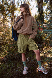 Parkside Sherpa Half-Zip Pullover - Taupe
