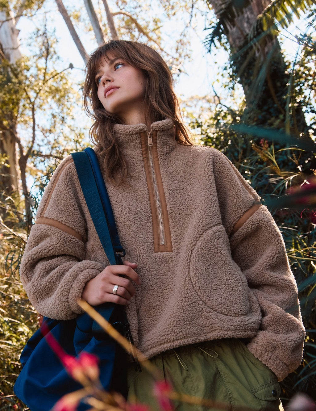 Parkside Sherpa Half-Zip Pullover - Taupe