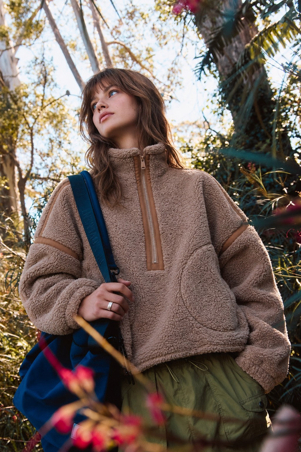 Parkside Sherpa Half-Zip Pullover - Taupe