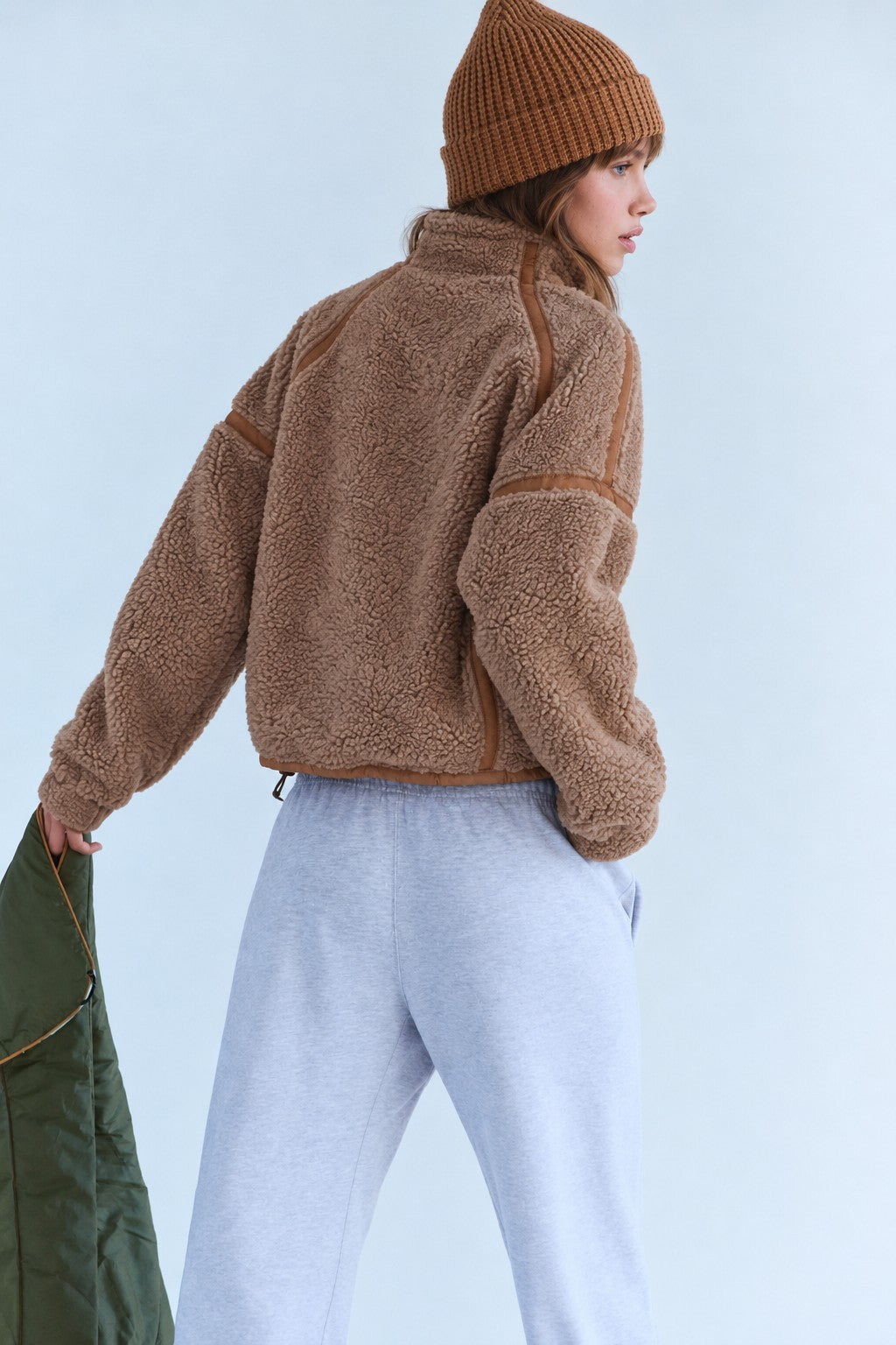 Parkside Sherpa Half-Zip Pullover - Taupe