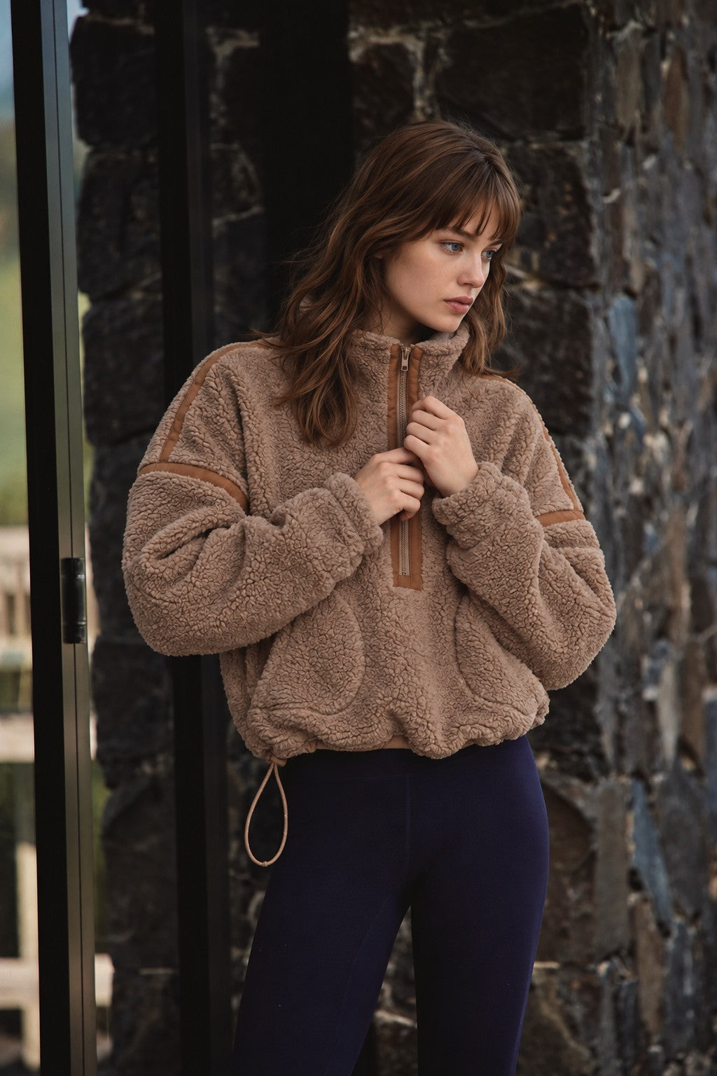 Parkside Sherpa Half-Zip Pullover - Taupe