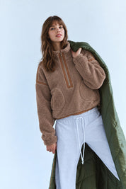 Parkside Sherpa Half-Zip Pullover - Taupe