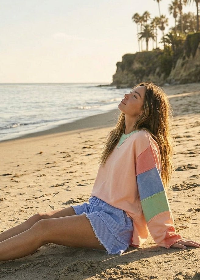 Pastel Horizon Colorblock Long Sleeve Top - Westly