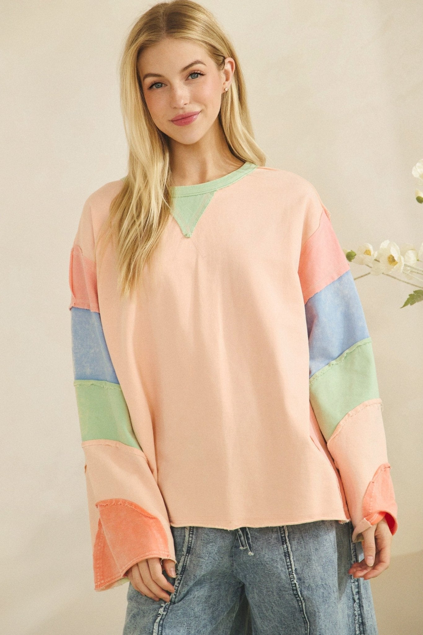 Pastel Horizon Colorblock Long Sleeve Top - Westly