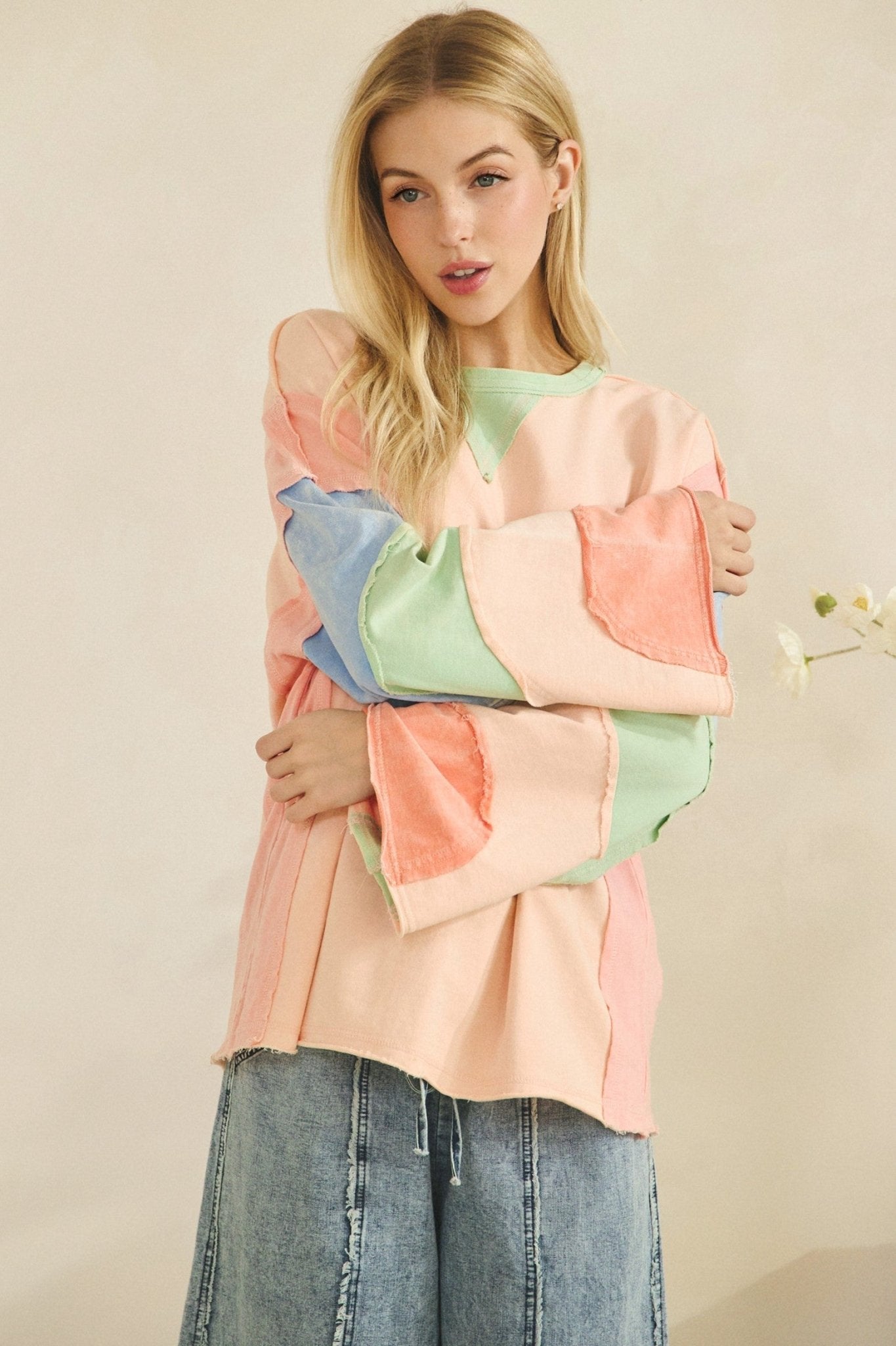 Pastel Horizon Colorblock Long Sleeve Top - Westly