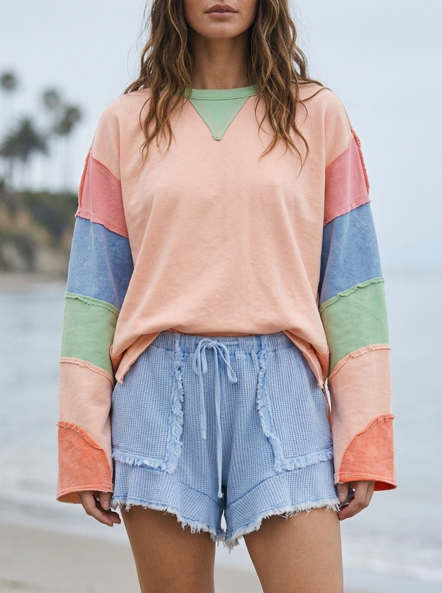 Pastel Horizon Colorblock Long Sleeve Top - Westly