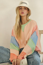 Pastel Horizon Colorblock Long Sleeve Top - Westly