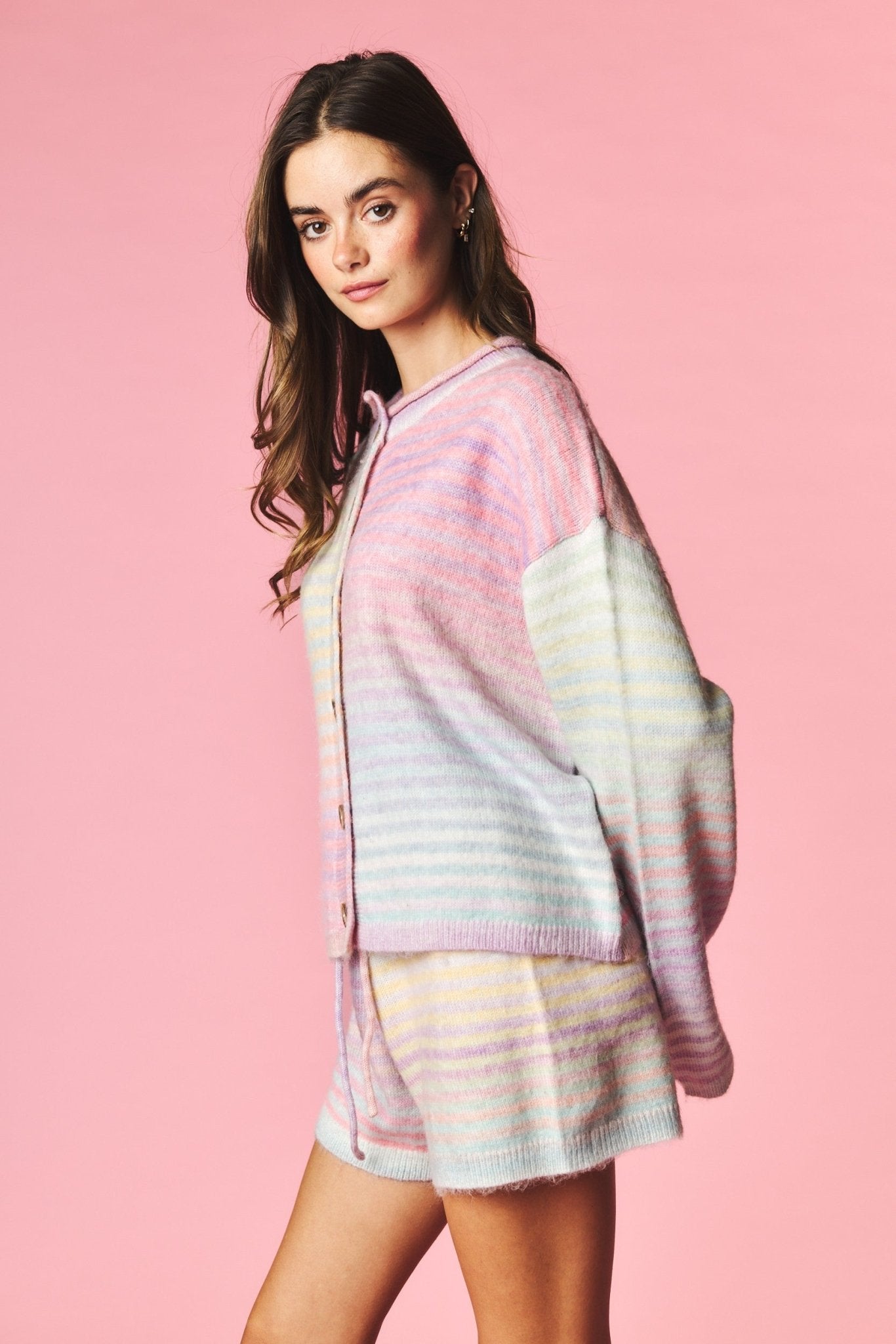 Pastel Parade Cardigan and Shorts Set - Westly