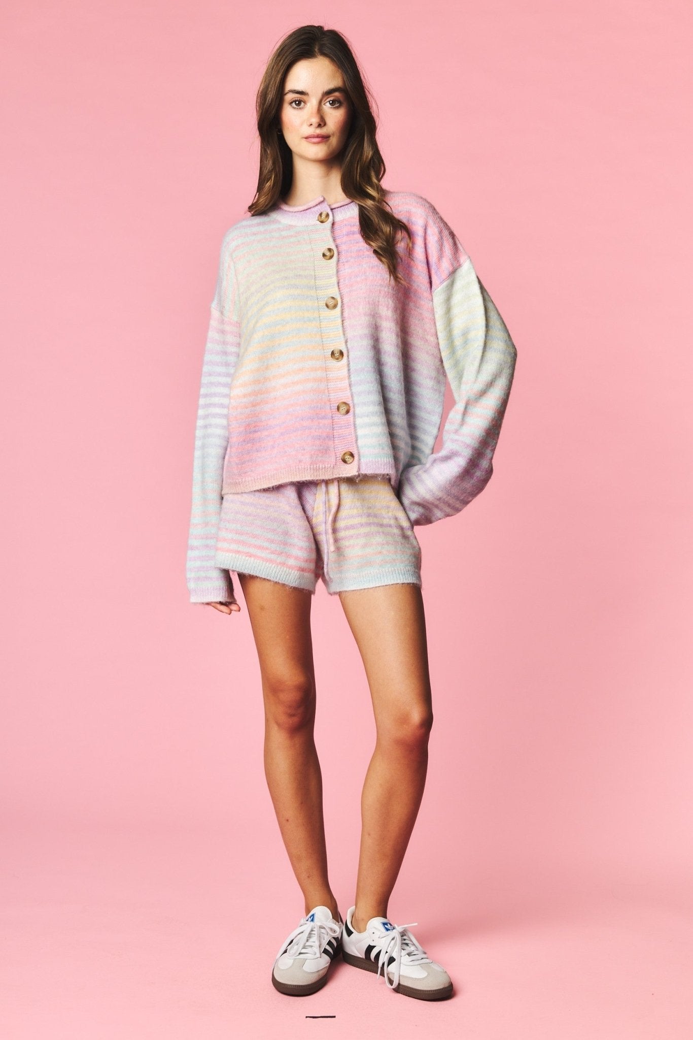 Pastel Parade Cardigan and Shorts Set - Westly