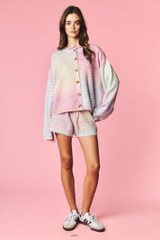 Pastel Parade Cardigan and Shorts Set - Westly