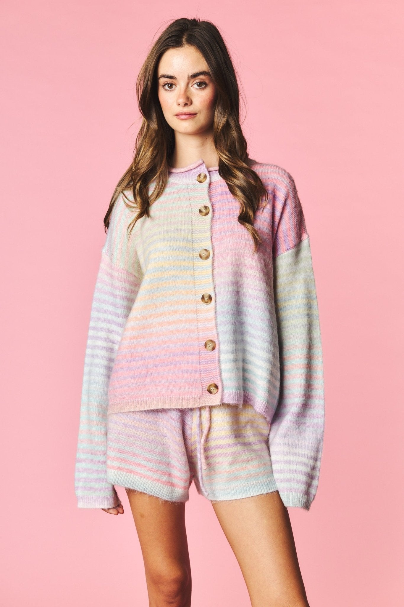 Pastel Parade Cardigan and Shorts Set - Westly