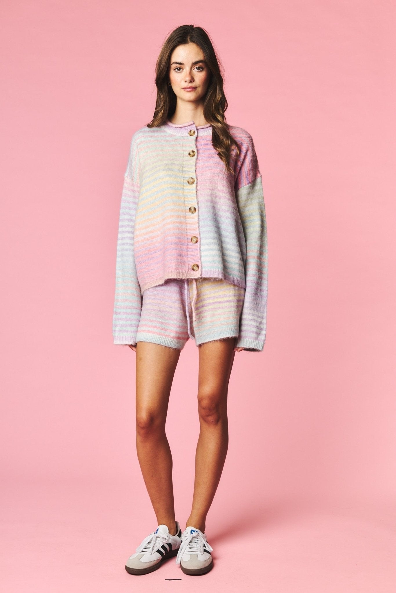 Pastel Parade Cardigan and Shorts Set - Westly
