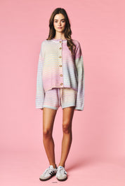 Pastel Parade Cardigan and Shorts Set - Westly