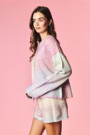 Pastel Parade Cardigan and Shorts Set - Westly