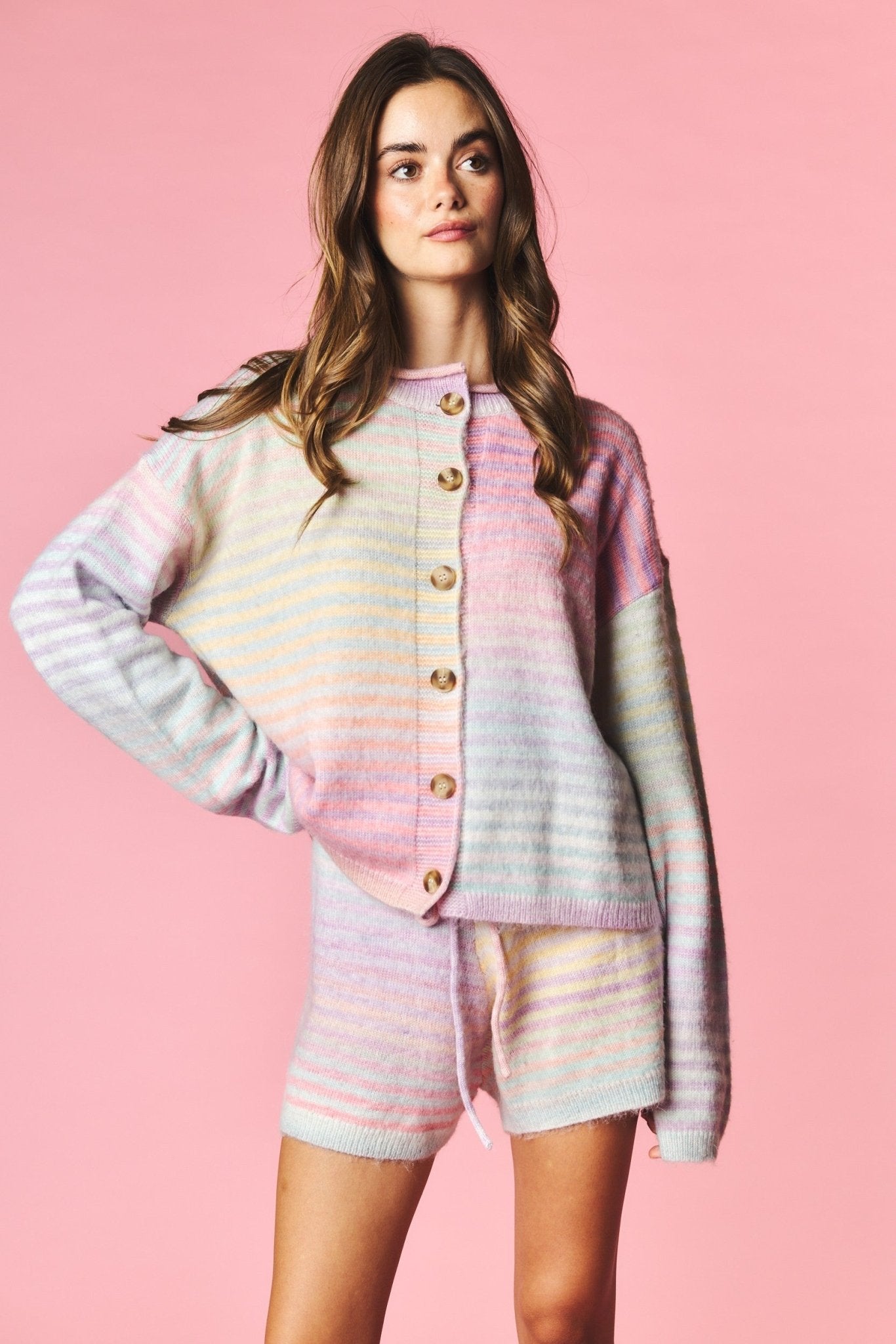 Pastel Parade Cardigan and Shorts Set - Westly