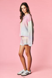Pastel Parade Cardigan and Shorts Set - Westly