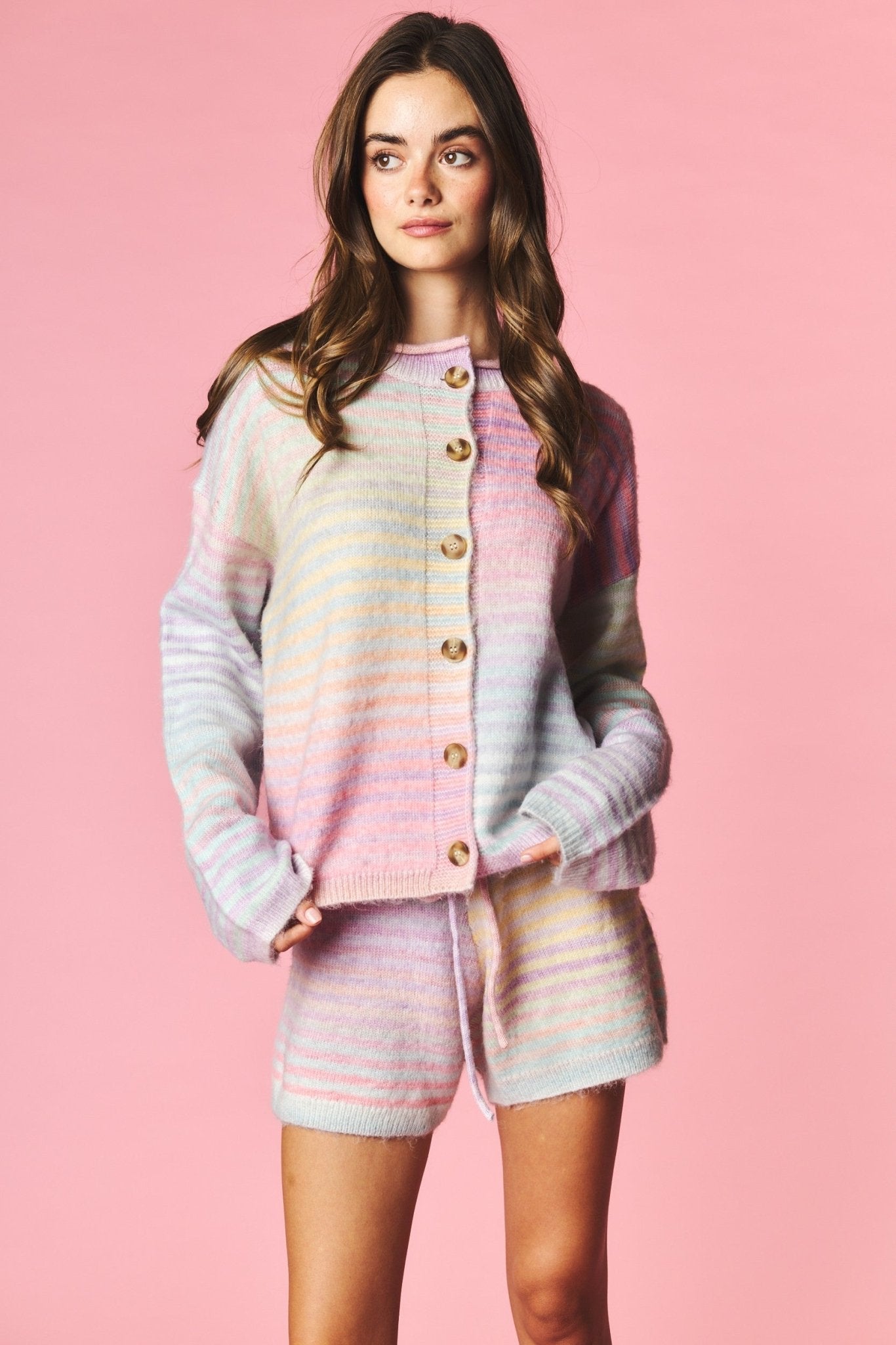 Pastel Parade Cardigan and Shorts Set - Westly
