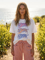 Pastel Tigers Oversized Graphic Tee - Westly