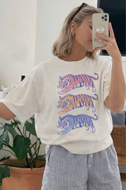 Pastel Tigers Oversized Graphic Tee - Westly
