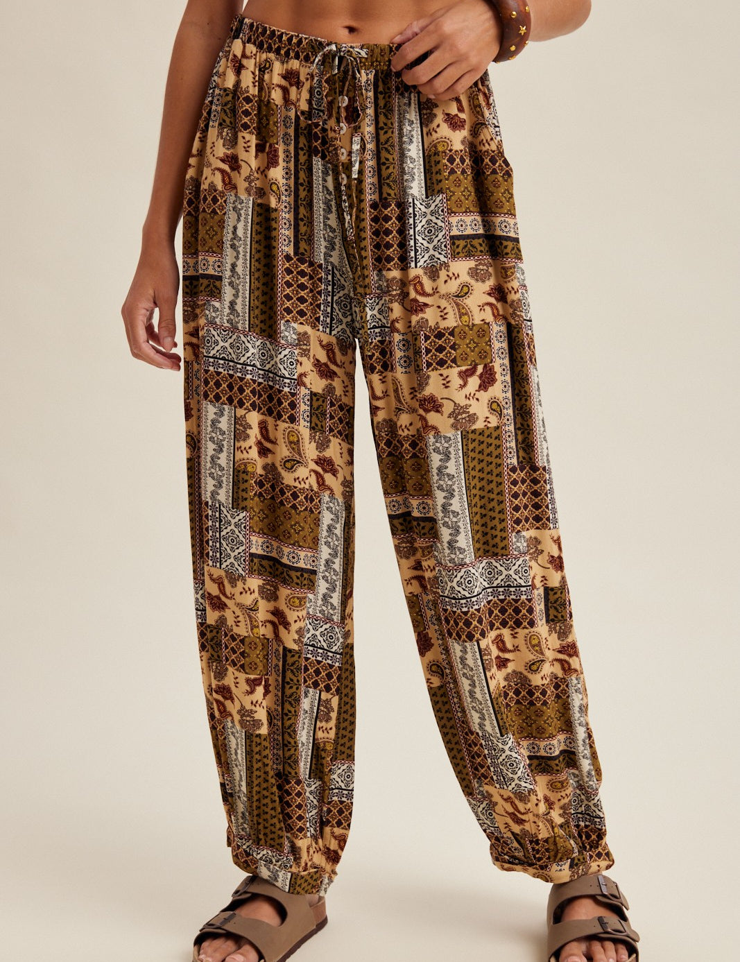 Patchwork Path Patchwork Tapered Pants - Taupe Combo