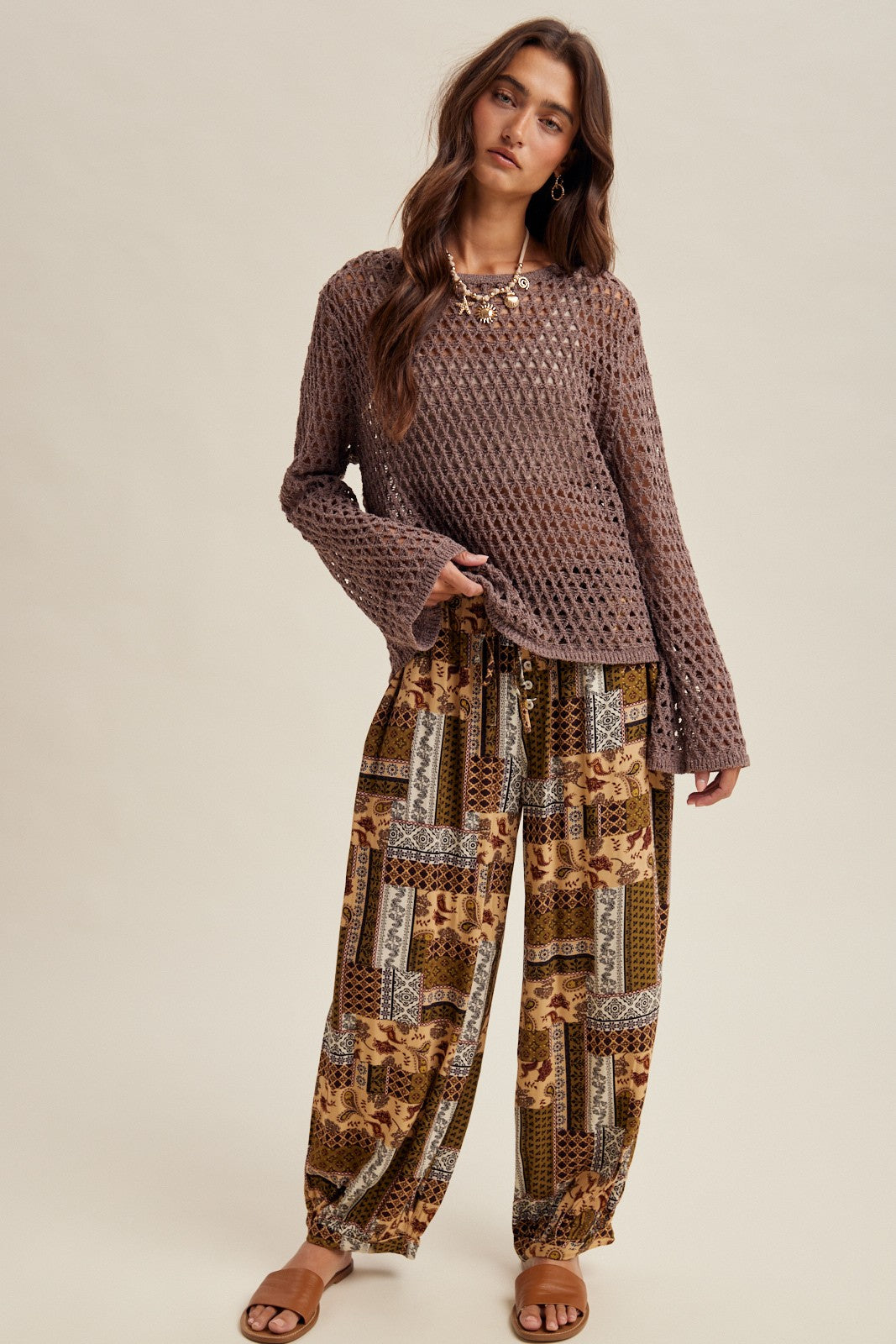 Patchwork Path Patchwork Tapered Pants - Taupe Combo