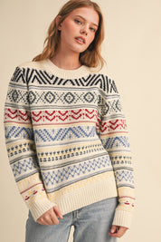 Pattern Journal Geometric Knit Sweater in Off White - product photo 2