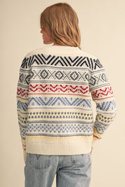Pattern Journal Geometric Knit Sweater in Off White - product photo 6