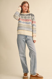 Pattern Journal Geometric Knit Sweater in Off White - product photo 8