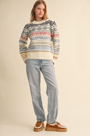 Pattern Journal Geometric Knit Sweater in Off White - product photo 10