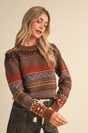 Pattern Journal Geometric Knit Sweater in Toffee - product photo 3