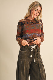 Pattern Journal Geometric Knit Sweater in Toffee - product photo 6