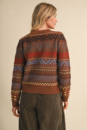 Pattern Journal Geometric Knit Sweater in Toffee - product photo 7