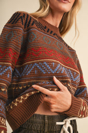 Pattern Journal Geometric Knit Sweater in Toffee - product photo 9