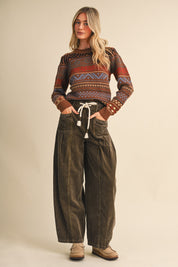 Pattern Journal Geometric Knit Sweater in Toffee - product photo 10