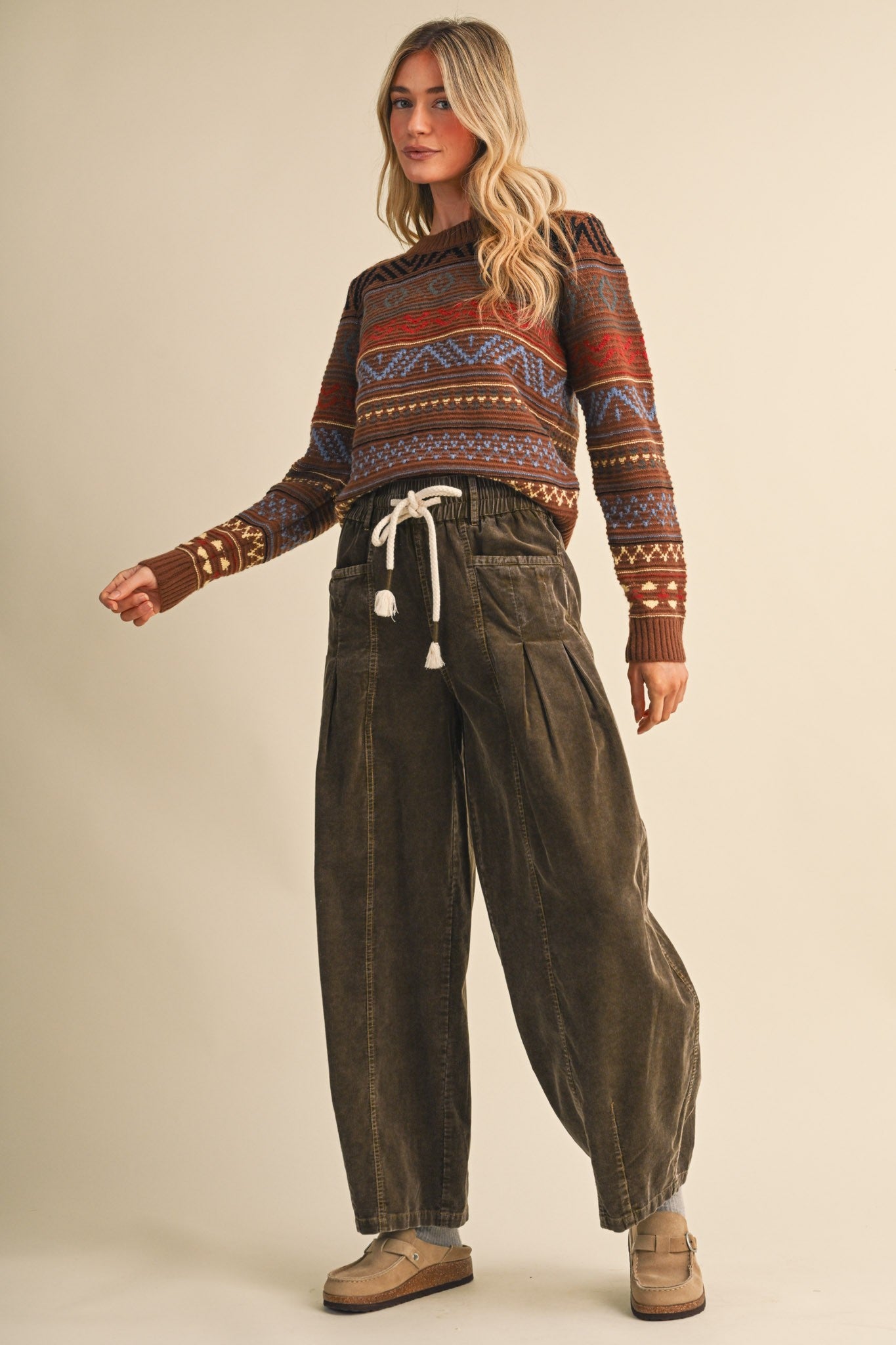 Pattern Journal Geometric Knit Sweater in Toffee - product photo 11
