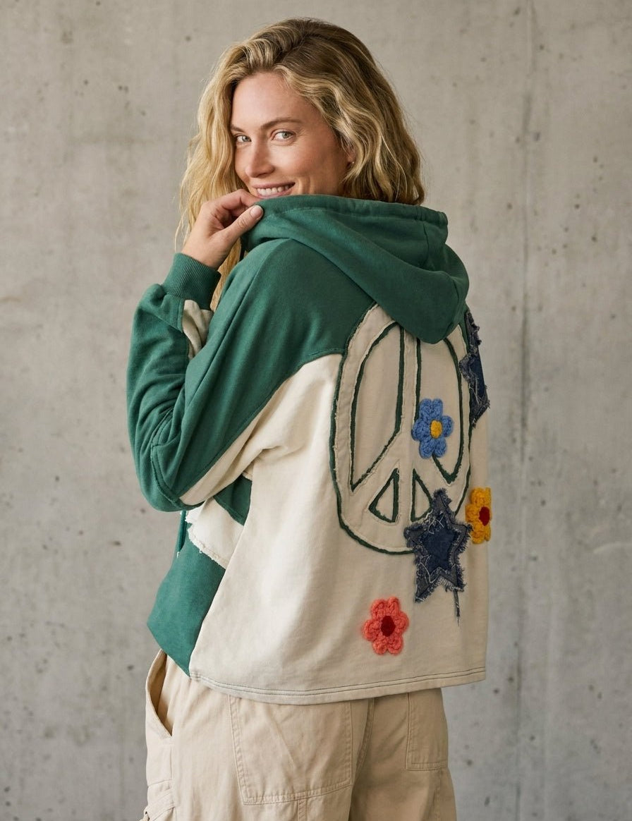 Peace Offering Oversized Color Block Hoodie - Westly