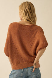 Pearce Short-Sleeve Pointelle Ribbed Knit Sweater - Westly