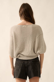 Pearce Short-Sleeve Pointelle Ribbed Knit Sweater - Westly